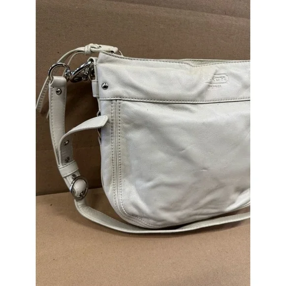 Coach Zoe Leathers‎ Shoulders Hobo Bag White w/ Pink Lining F14707 - Picture 3 of 9